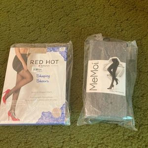 New in package. Red hot spanx pantyhose and memoi sweater tights.